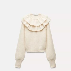 Ruffled collar knit sweater